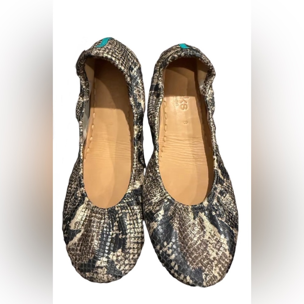 Tieks Snakeskin Flats with Teal Detail - Picture 7 of 7